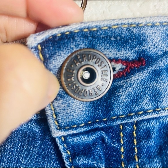 Aeropostale Skirts Denim Distressed Mini Skirt Size: 3/4 - Picture 3 of 7